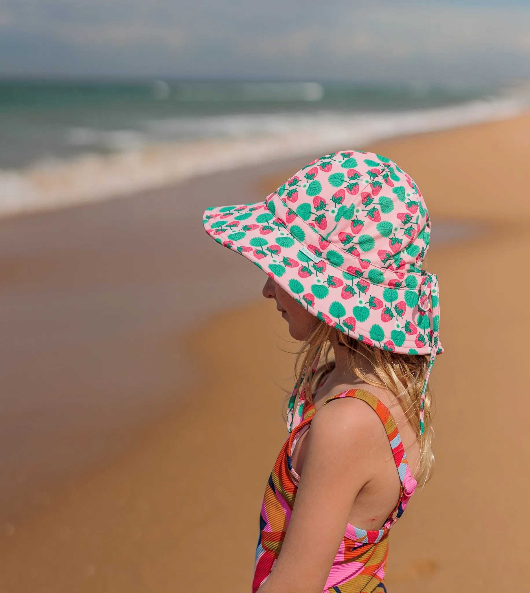 Strawberry Wide Brim Swim Hat