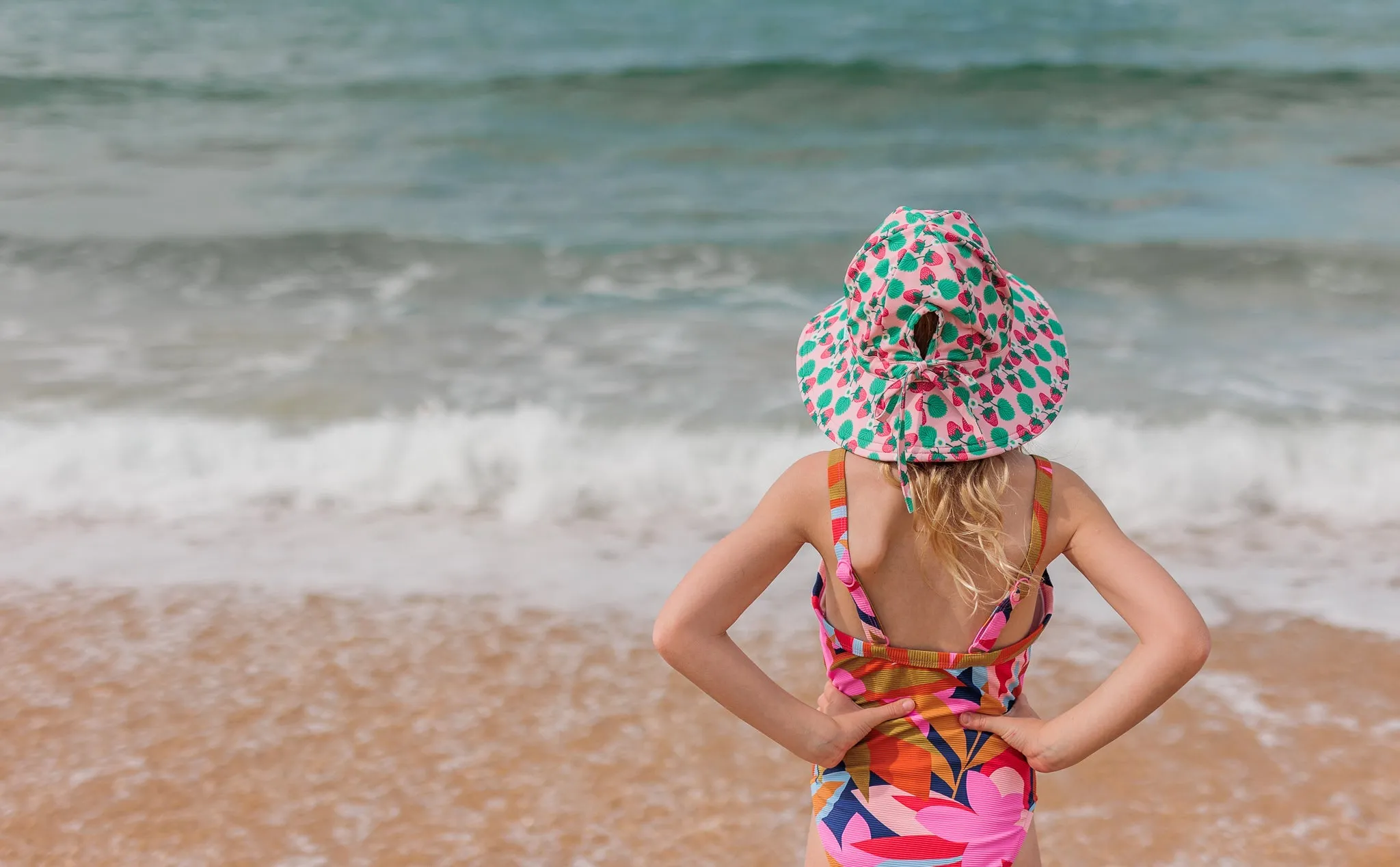 Strawberry Wide Brim Swim Hat