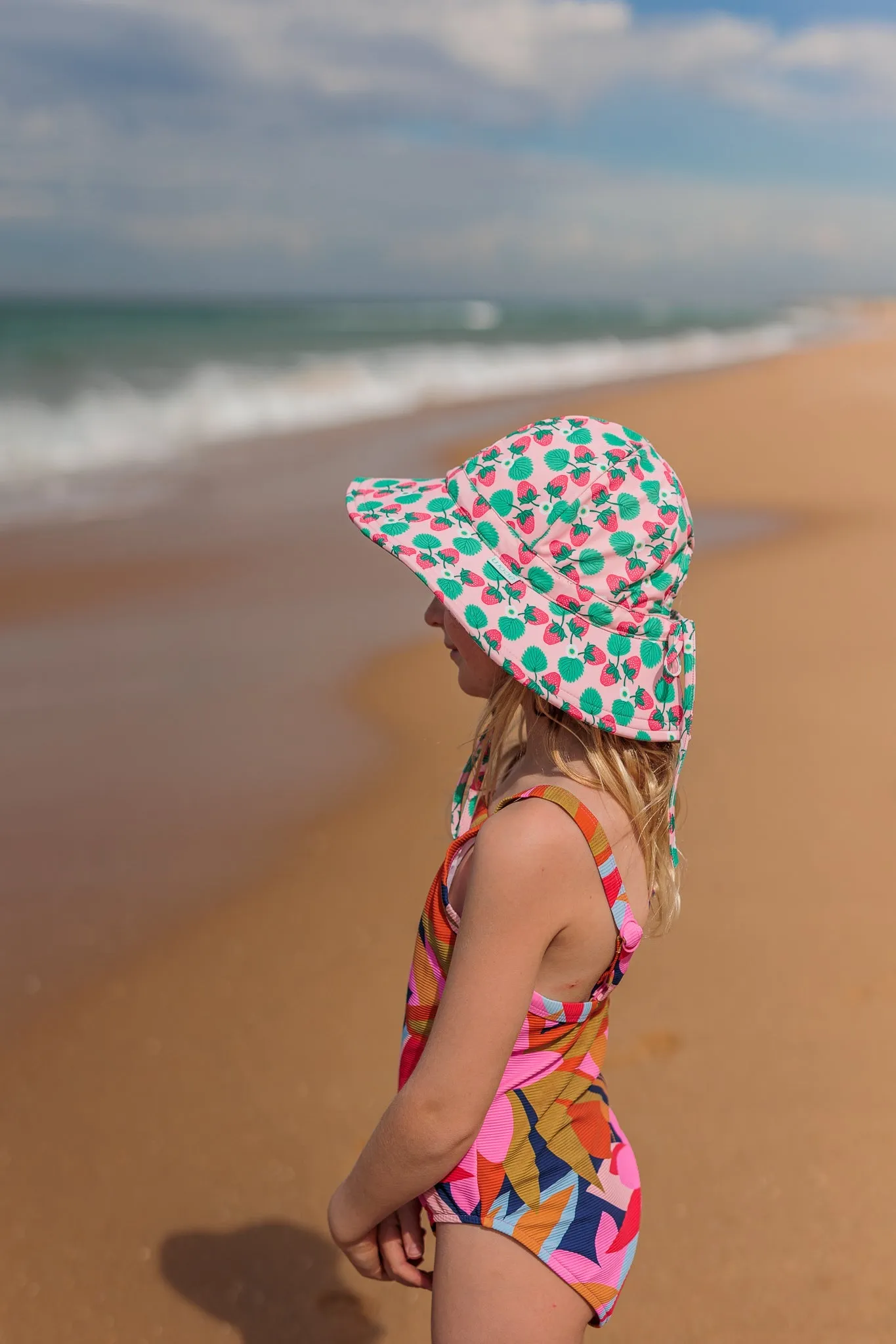 Strawberry Wide Brim Swim Hat