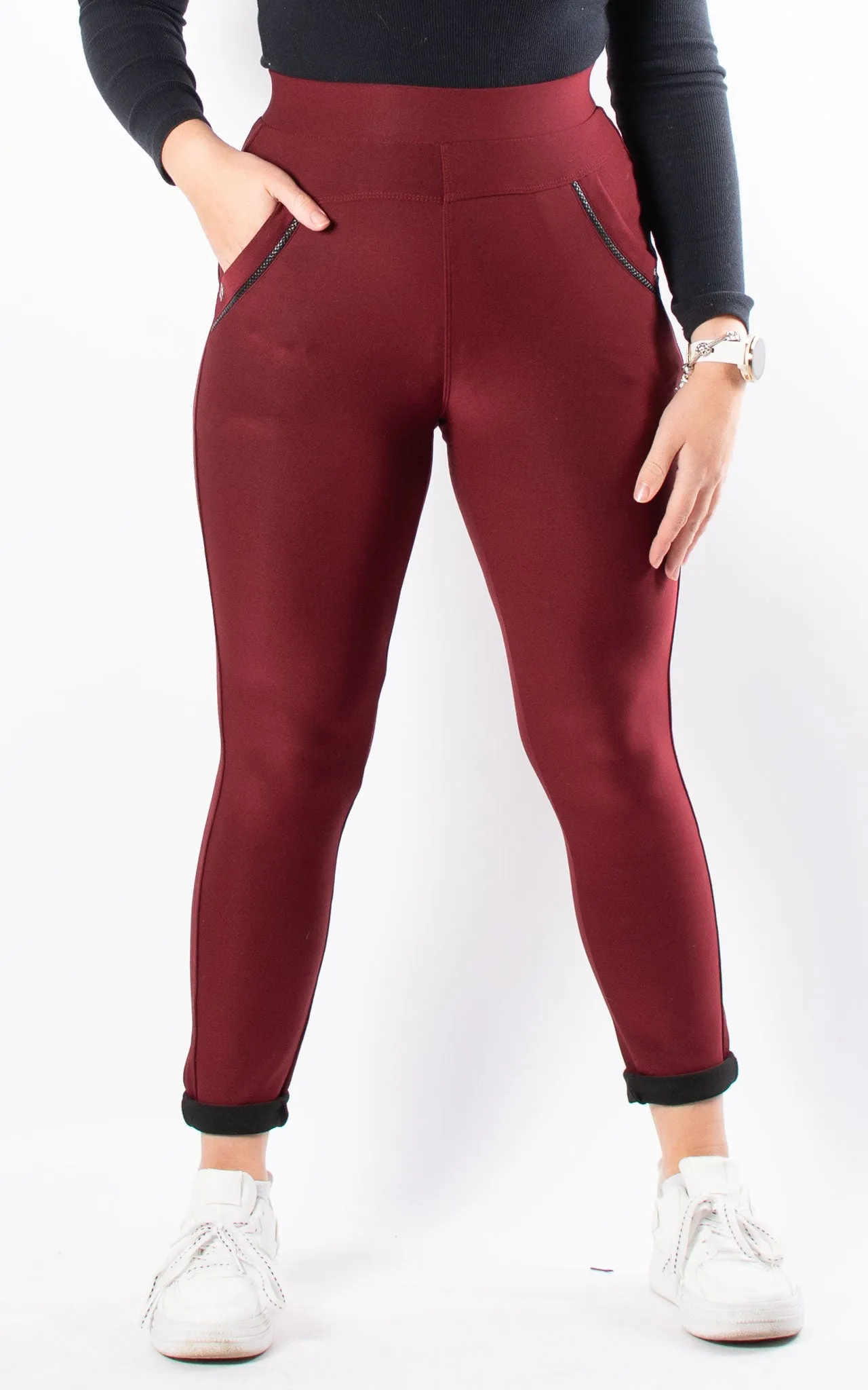 Stretch Pocket Trousers | Wine