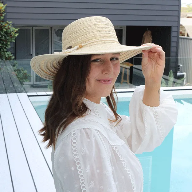 Sundaise Elena Wide Brim Hat - Natural