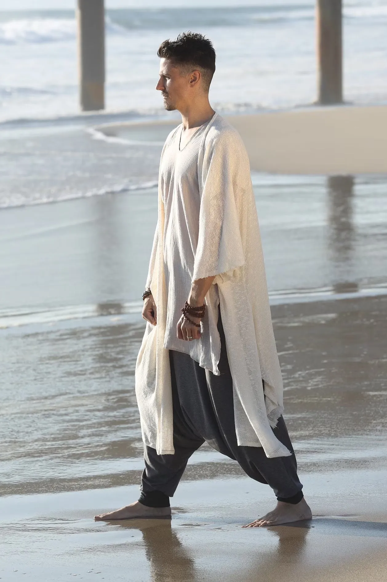 White Long Soft Wool Tunic