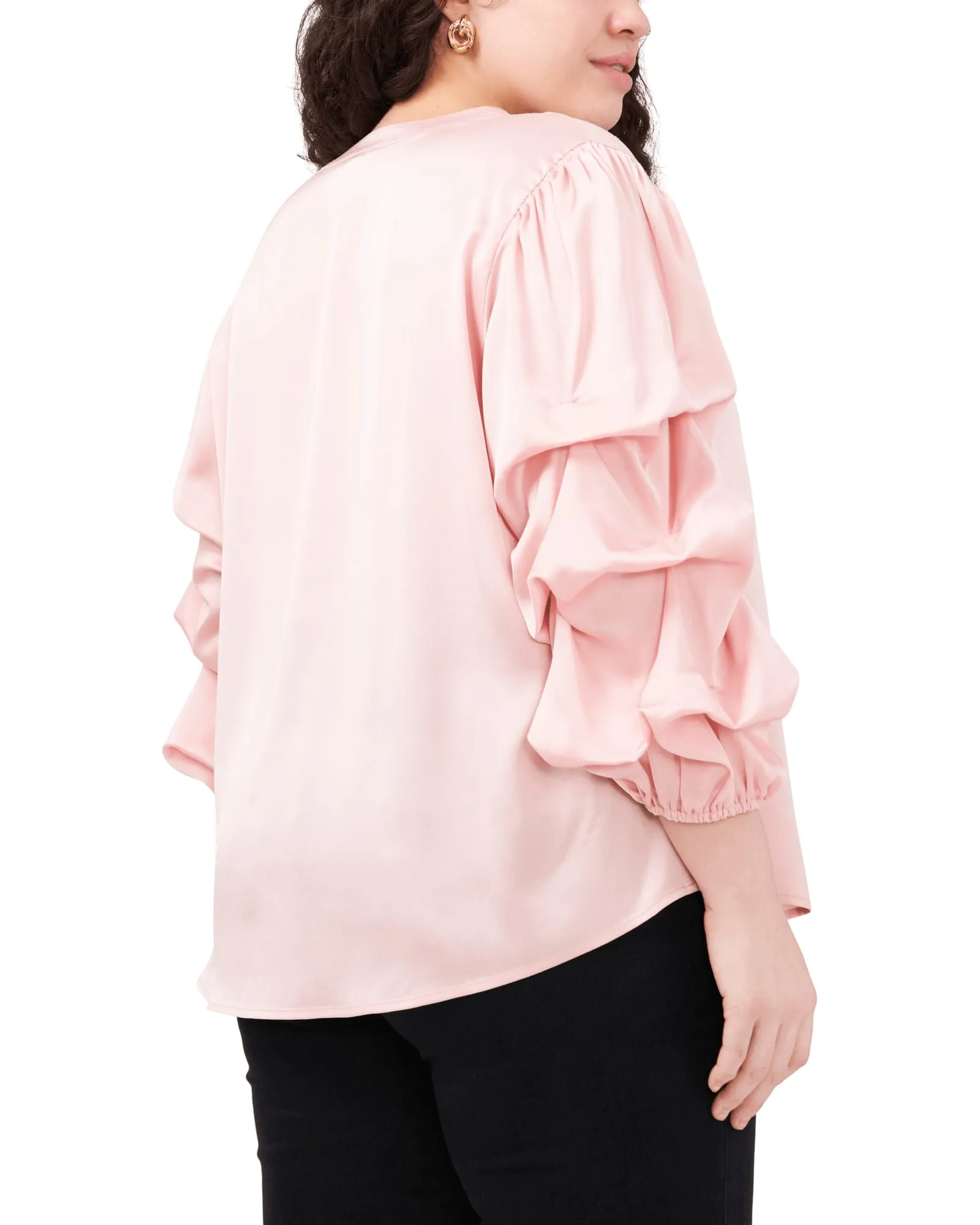 Willow Bubble Sleeve Satin Blouse | FRESH PINK