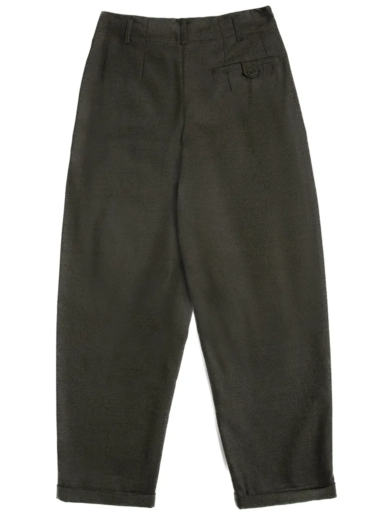 YMC Keaton Flannel Trousers in Olive