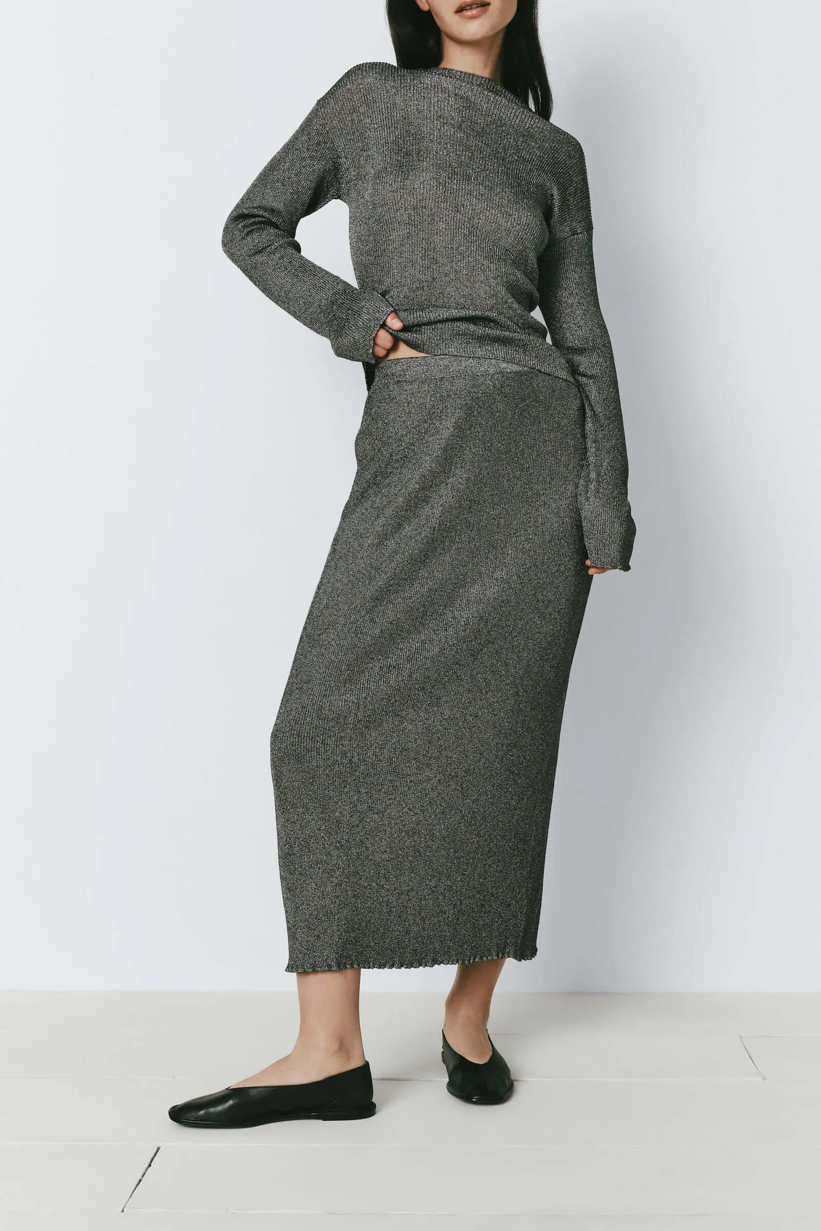 Yvain Metallic Knit Skirt